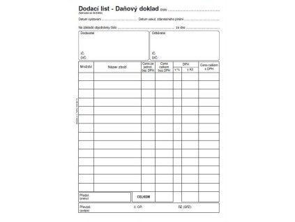 PT142 Dodací list - daňový doklad A5