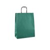 Papírová taška přírodní 18x21x8cm zelená s proužky 154004