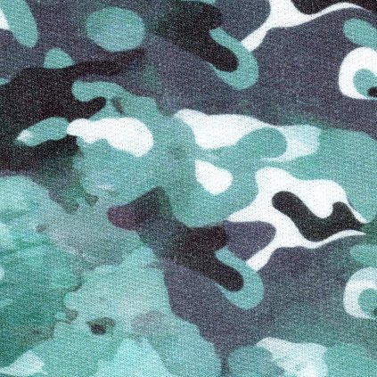 Teplákovina 100% Bavlna digi tisk mint CAMO 810