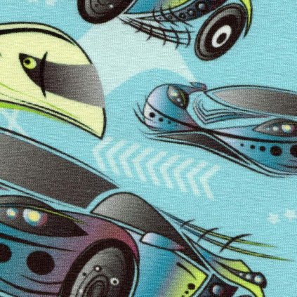 Jednolíc elastický bavlna/Elastan 6% digi tisk  FAST CAR