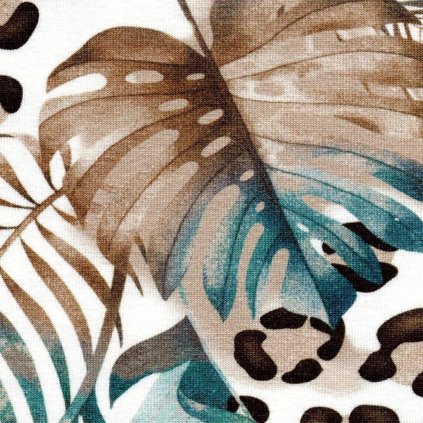 Jednolíc elastický bavlna/Elastan 6% digi tisk Jungle Cheetah