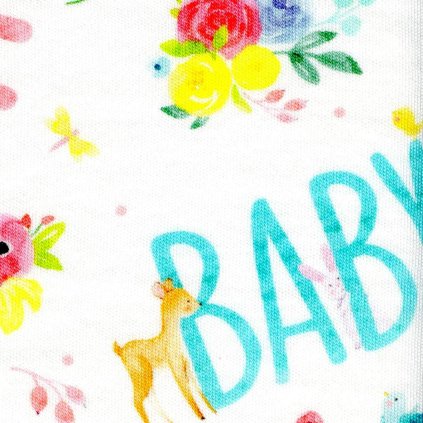Oboulíc BIO bavlna bílý, digi tisk BABY LOVE