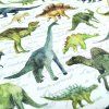 Jednolíc elastický bavlna/Elastan 6% bílý digi tisk Dinosauři