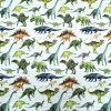 Jednolíc elastický bavlna/Elastan 6% bílý digi tisk Dinosauři