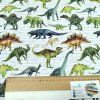 Jednolíc elastický bavlna/Elastan 6% bílý digi tisk Dinosauři