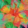 Jednolíc elastický Bambus Viskóza/Elastan 6% digi tisk Tropical green flowers