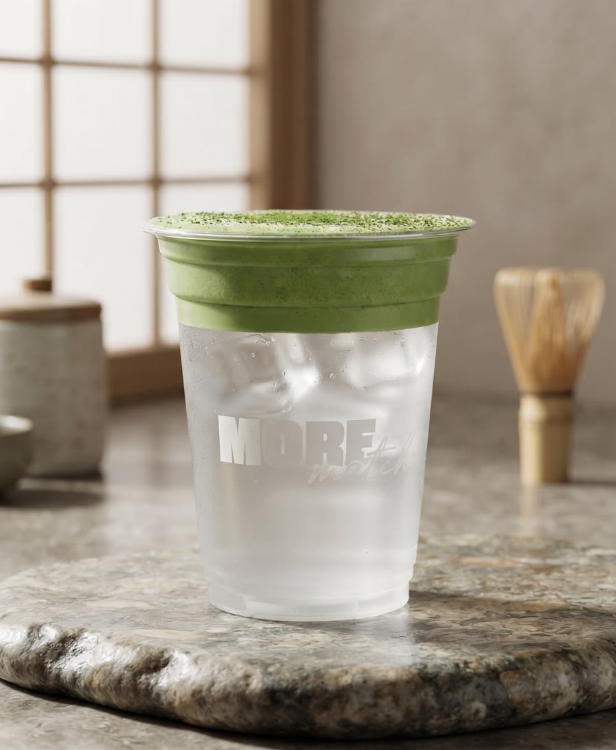Coco Float v kelímku More Matcha: nadýchaná matcha na ledovém základu.