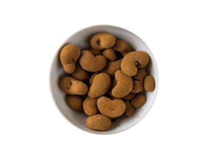 Cashews in a chocolate coating sprinkled with cinnamon