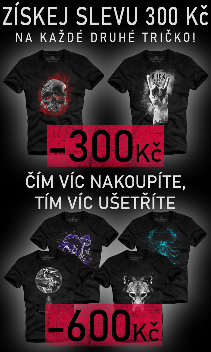 Kup 2 nebo více triček a získej 300 Kč slevu na každé druhé!