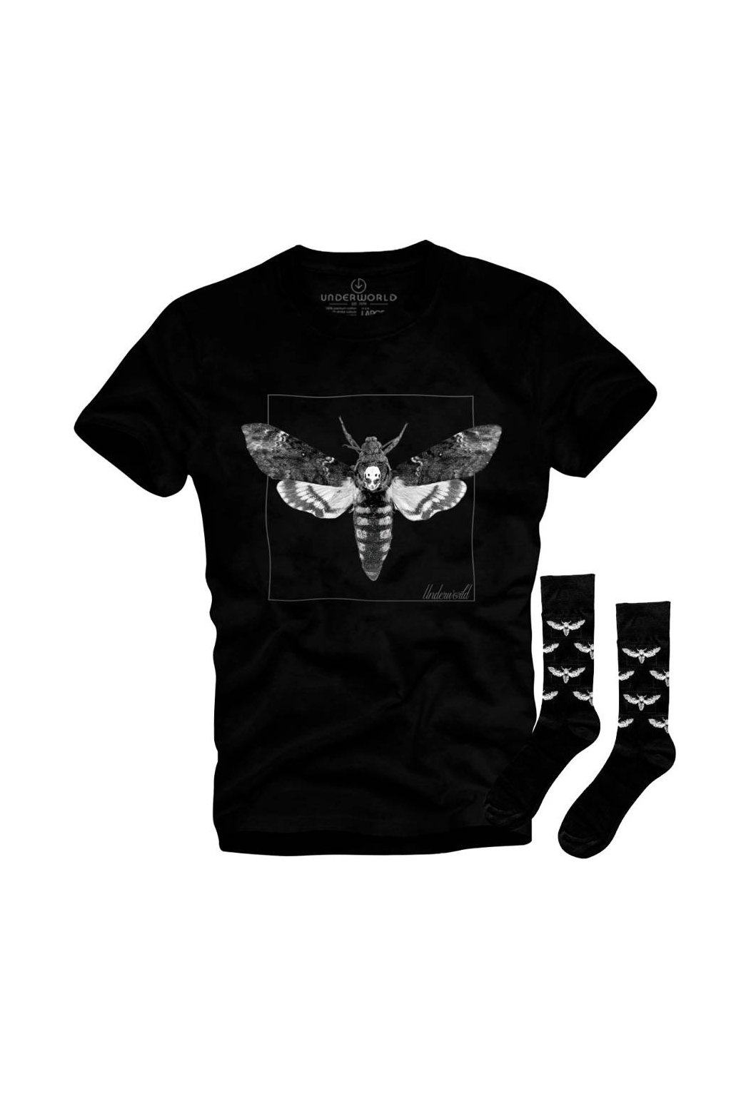 Dárková sada pánské tričko + ponožky UNDERWORLD Night butterfly (Velikost S | 36-40, Kód produktu US015BZ)