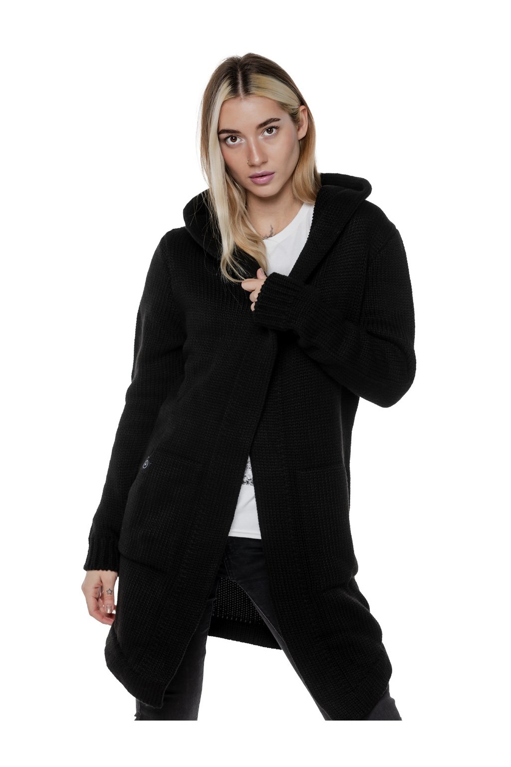 Pletený svetr Underworld s kapucí šedá (Velikost M, Kód produktu U4709A2)