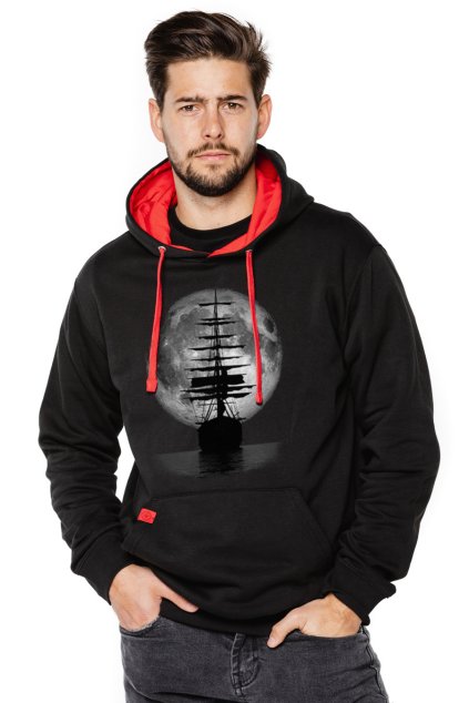 Mikina s kapucí a klokaní kapsou UNDERWORLD Ship (Velikost M, Kód produktu U4071C2)