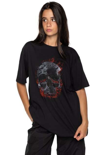 Tričko loose fit UNDERWORLD Skull in fire (Velikost S, Kód produktu Z6094A2)