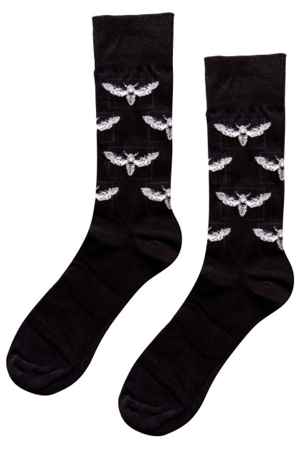 Fekete mintás unisex Underworld Night Butterfly zokni (Méret 36-40, Termékkód US504A2)