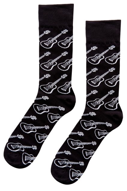 Fekete mintás unisex Underworld Guitar Head zokni (Méret 36-40, Termékkód US003A2)