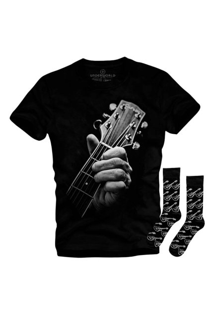 Ajándék szett UNDERWORLD Guitar férfi póló + zokni (Méret S | 36-40, Termékkód US014BZ)
