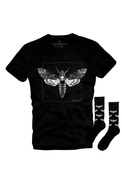 Ajándék szett UNDERWORLD Night butterfly férfi póló + zokni (Méret S | 36-40, Termékkód US015BZ)