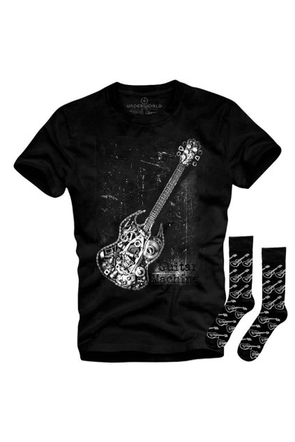 Ajándék szett UNDERWORLD Guitar machine férfi póló + zokni (Méret S | 36-40, Termékkód US016BZ)