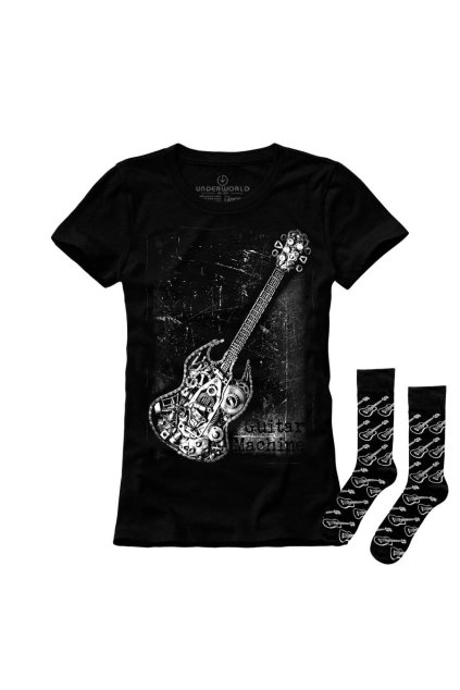 Ajándék szett UNDERWORLD Guitar machine női póló + zokni (Méret S | 36-40, Termékkód US516BZ)