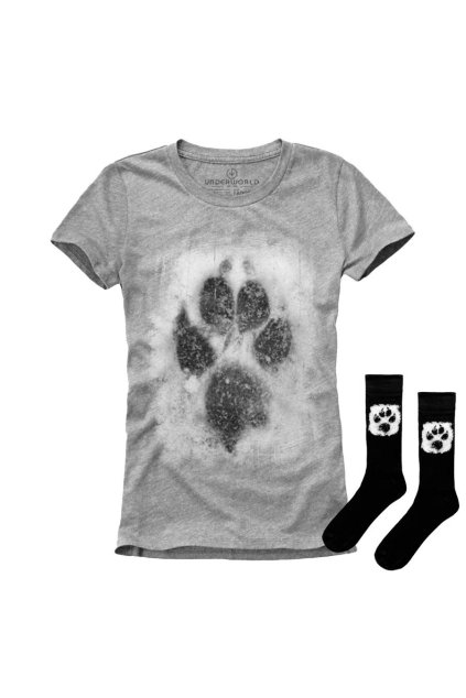 Ajándék szett UNDERWORLD Animal footprint női póló + zokni (Méret S | 36-40, Termékkód US520BZ)