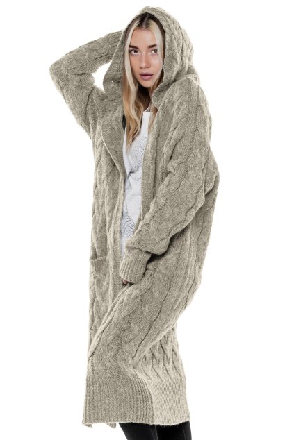 Długi sweter UNDERWORLD z warkoczowym splotem grafitowy (Méret ONE SIZE, Termékkód U8507AX)