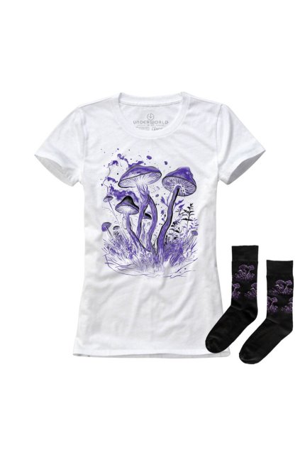 Ajándék szett UNDERWORLD Mushrooms BO női póló + zokni (Méret S | 36-40, Termékkód US529BO)