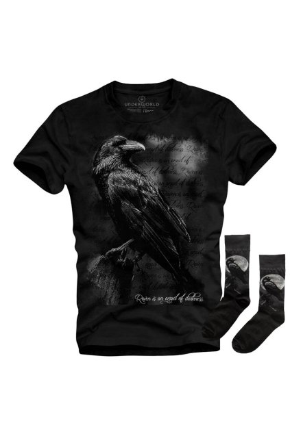 Ajándék szett UNDERWORLD Raven férfi póló + zokni (Méret S | 36-40, Termékkód US030A2)