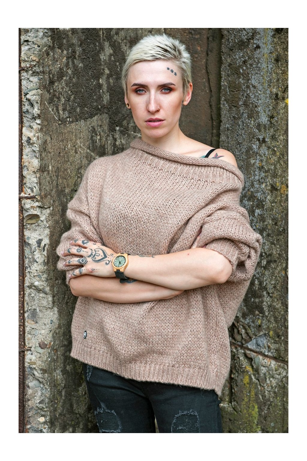 Krátky svetr UNDERWORLD béžový (Veľkosť ONE SIZE, Kód produktu U8501AX)