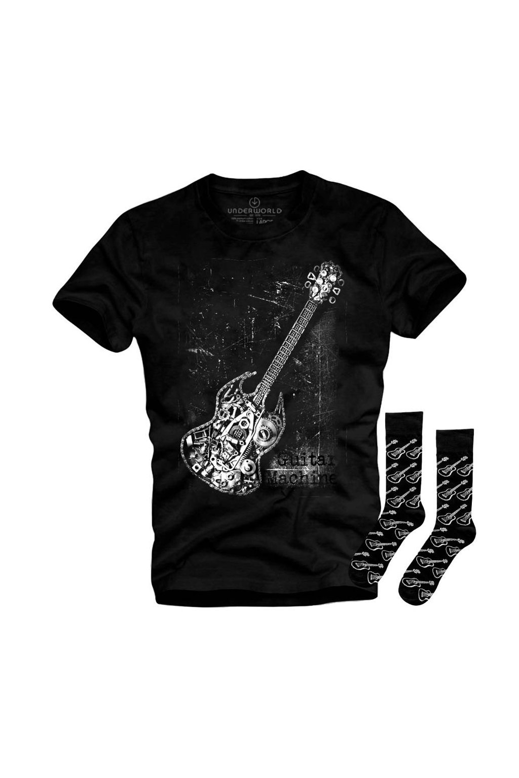Darčeková sada pánské tričko + ponožky UNDERWORLD Guitar machine (Veľkosť S | 36-40, Kód produktu US016BZ)