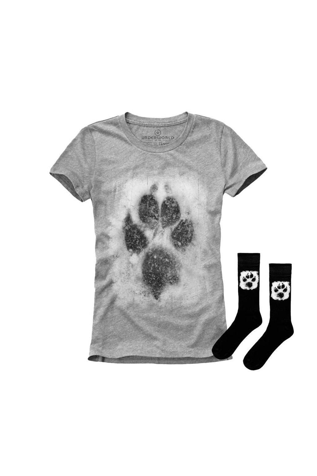 Darčeková sada dámské tričko + ponožky UNDERWORLD Animal footprint (Veľkosť S | 36-40, Kód produktu US520BZ)
