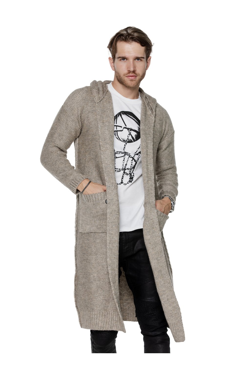 Pletený svetr UNDERWORLD s kapucňou čierna (Veľkosť ONE SIZE, Kód produktu U8106AX)