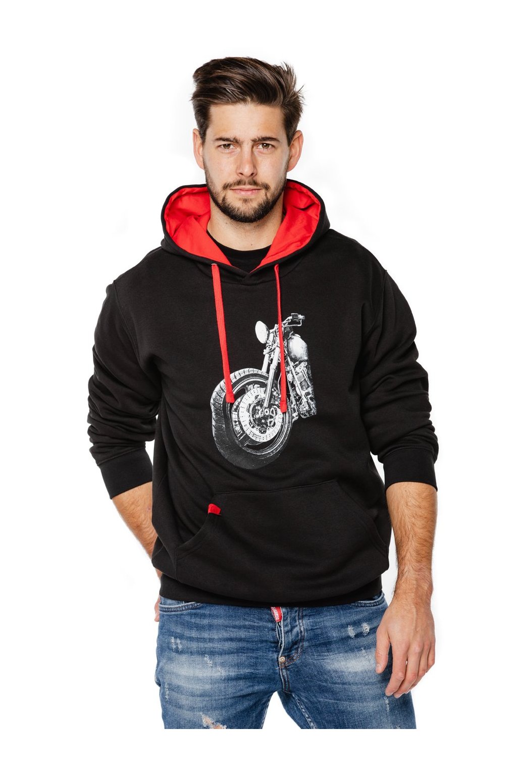 Mikina s kapucí a klokaní kapsou UNDERWORLD Motorbike (Veľkosť M, Kód produktu U4010C2)