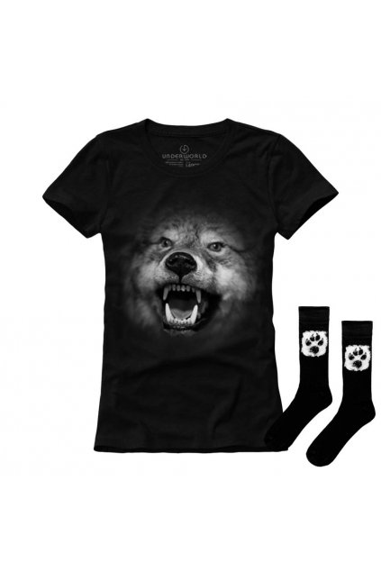 Darčeková sada dámské tričko + ponožky UNDERWORLD Wolf / Animal Footprint