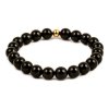 Dámský korálkový náramek - černý lesklý achát AAA, korálek Morinetti (Dámská velikost L (17,5 cm), Provedení Žluté 18k zlato, Velikost korálků 6 mm)