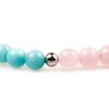 Dámský korálkový náramek - amazonit AAAA, růženín, korálek Morinetti (Dámská velikost L (17,5 cm), Provedení Žluté 18k zlato, Velikost korálků 6 mm)