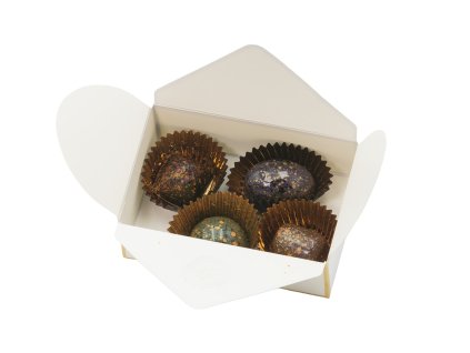 kolekce zimni pralinky 4ks bila krabicka otevrena