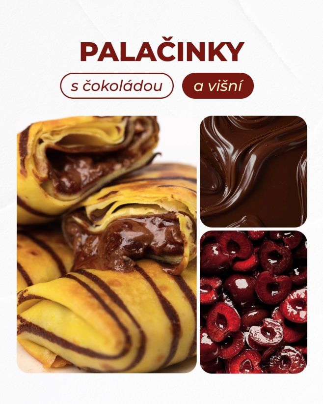 Ten pravý chuťový balanc ve chvíli, kdy už vás klasické palačinky omrzely. Šťavnaté višně, čokoláda a jemné těsto — a...