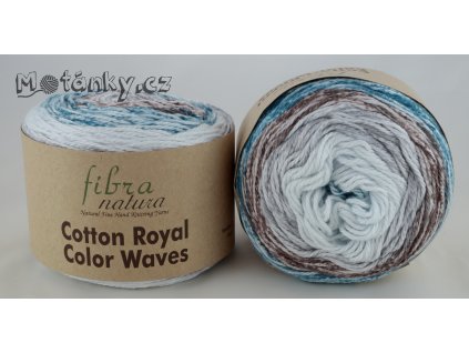 Cotton Royal Color Waves 22-05 - sv. šedá, hnědá, petrolejová - melírováno bílou