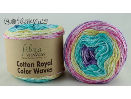 Cotton Royal Color Waves 22-03 -růžová, fialová, zelený tyrkys, žlutá - melírováno bílou