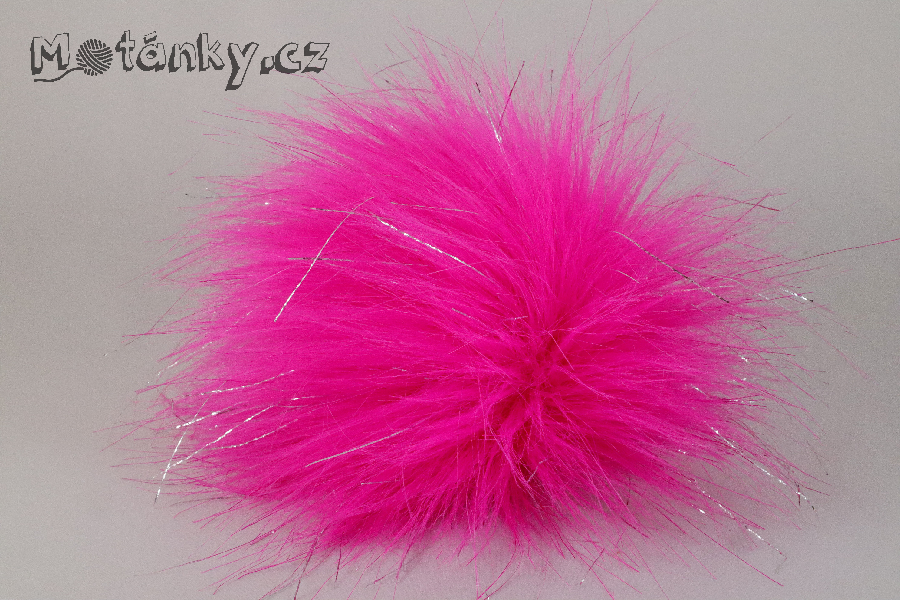 Bambule Mia 8AJS Neonově růžová se stříbrnou nitkou Malá ±10cm (dle hustoty vlasu kožešiny)