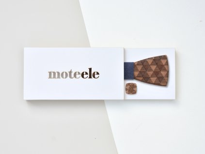 Set dřevěný motýlek + dřevěné manžetové knoflíčky MOTEELE - Ořech Triangle