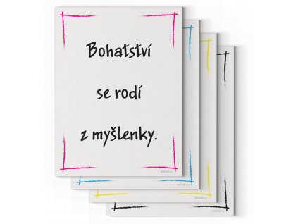 Designový motivační obraz s citátem motivační citát 120x90 Bohatství se rodí z myšlenky Motivarcz všechny barvy