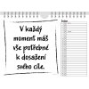 Motivační kalendář nástěnný A5 obsahuje motivační citáty Motivář kalendář 2023 leden černá