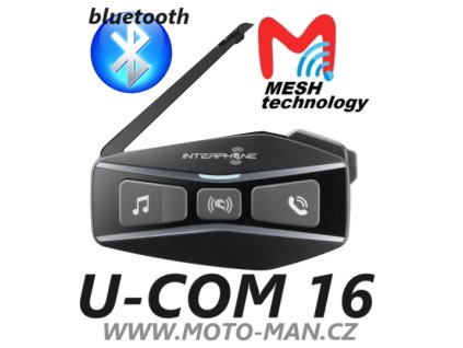 U COM 16 , UCOM16 INTERCOM, INTERKOM NA MOTORKU S MESH I BLUETOOTH KOMUNIKACE NA MOTORKU