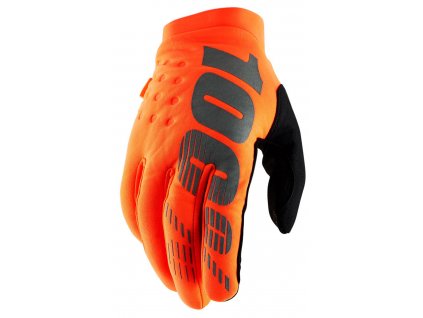 MX rukavice 100% BRISKER fluo oranžová/černá