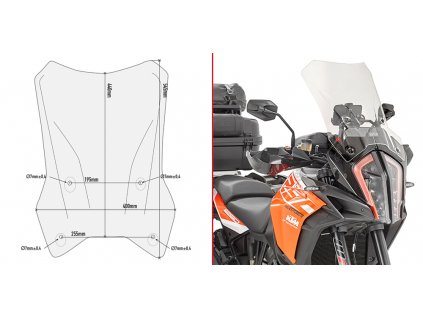 plexi čiré GIVI D7706ST pro KTM 1290 Super Adventure S (17-20)/1290 Super Adv. R (17-20)