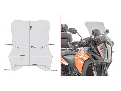 plexi kouřové GIVI D7706S pro KTM 1290 Super Adventure S (17-20)/1290 Super Adv. R (17-20)