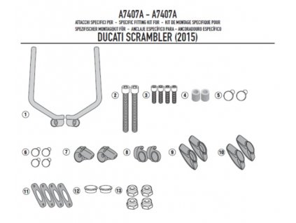 montážní sada GIVI A7407A pro plexi kouřové 7407A Ducati Scramler 400/800 (15-20)