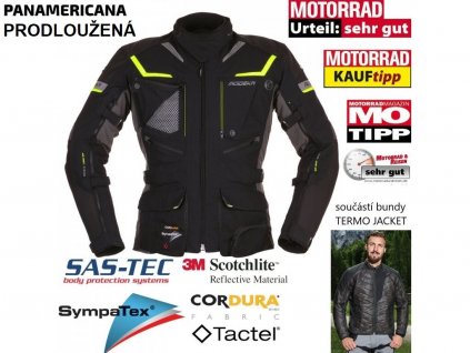 moto bunda PANAMERICANA MODEKA PRODLOUŽENÁ černá/neonová