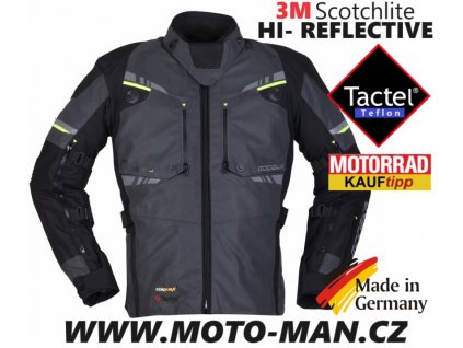 MOTORKAŘSKÁ bunda, turistická moto bunda modeka taran flash reflexní vybavení na motorkucerna seda neon